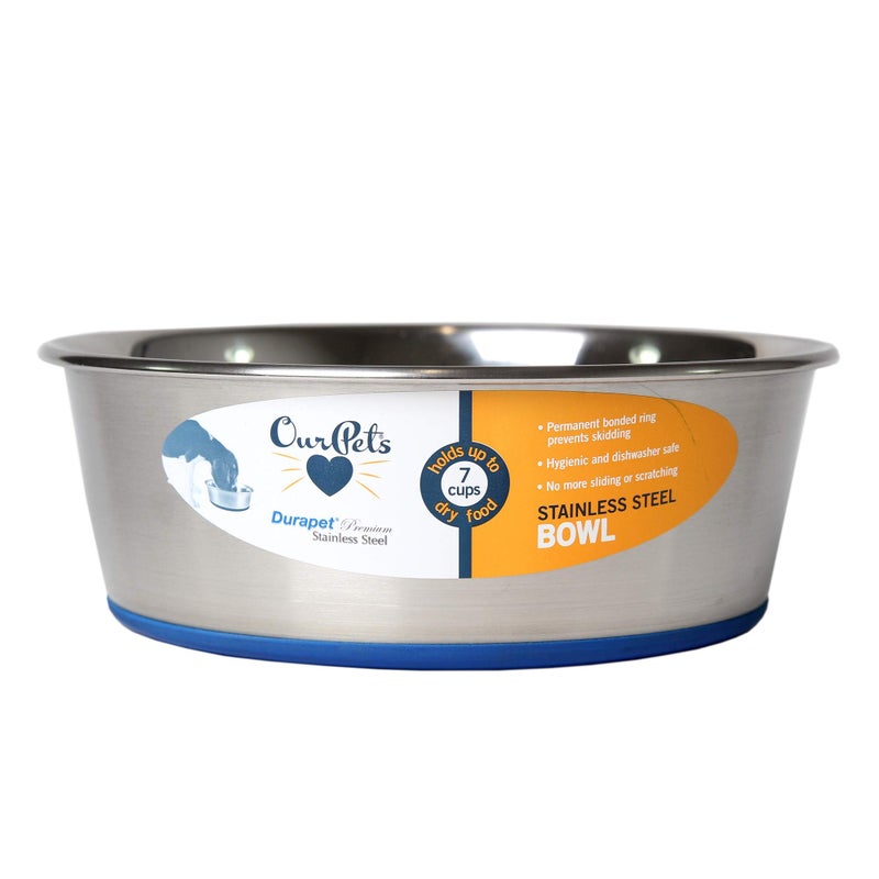 Our Pets OurPet's DuraPet Premium Dishwasher Safe Stainless Steel Dog Bowl for Food or Water [Multiple Sizes for Small to Large Dogs] in Traditional or Wide Base Design - 8 CUP - Image 1